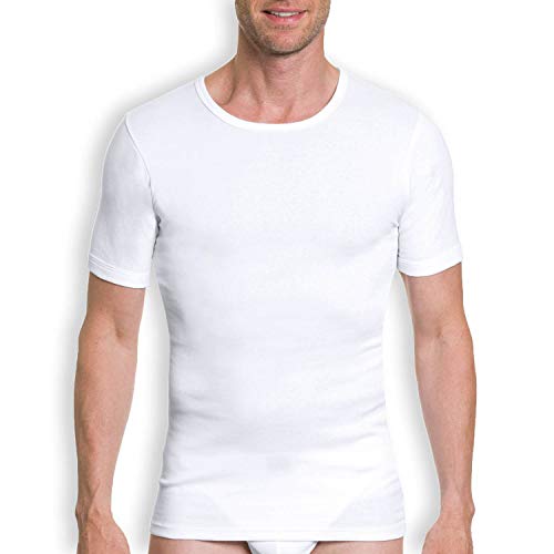Herren Unterhemd Kurzarm 2er Pack I 1/2 Arm Shirt aus 100% Baumwolle ohne Seitennähte I Rundhals Unterhemden in Feinripp Qualität I Weiß I Gr. 2XL (8) von KUMPF BODY FASHION