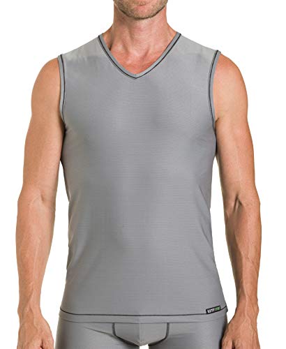 KUMPF BODY FASHION 2er Pack Herren Unterhemd I Funktionsshirt mit V-Ausschnitt I Herrenshirt mit Mesh Struktur I Schnelltrocknend & Atmungsaktiv I Grau I Gr. 8 von KUMPF BODY FASHION