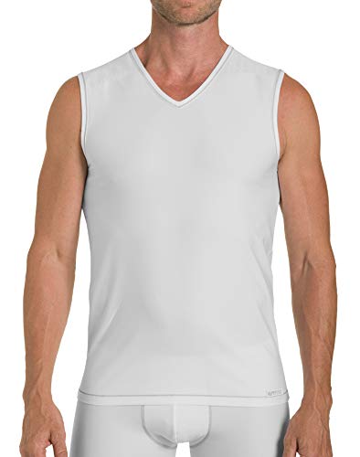 KUMPF BODY FASHION 2er Pack Herren Unterhemd I Funktionsshirt mit V-Ausschnitt I Herrenshirt mit Mesh Struktur I Schnelltrocknend & Atmungsaktiv I Weiß I Gr. 8 von KUMPF BODY FASHION