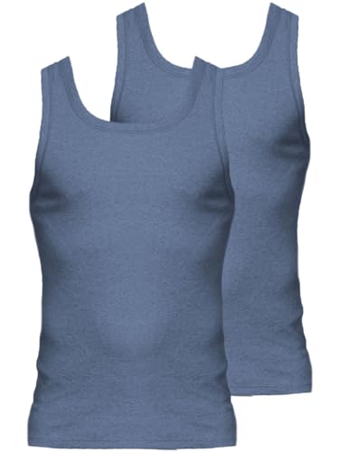KUMPF BODY FASHION 2er Sparpack Herren Unterhemd Workerwear 99375011 Gr. 4 in blau-Melange von KUMPF BODY FASHION