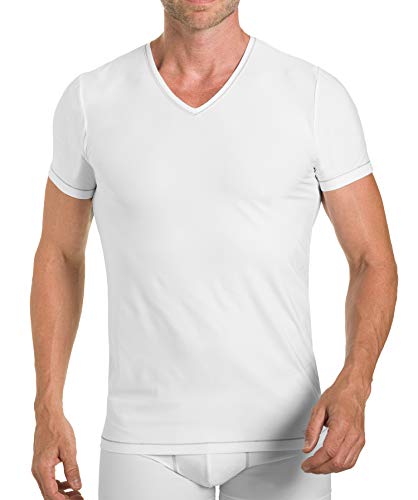 KUMPF BODY FASHION Herren Unterhemd Halbarm I Funktionsshirt mit V-Ausschnitt I Herrenshirt mit Mesh Struktur I Schnelltrocknend, Atmungsaktiv und Pflegeleicht I Weiß I Gr. 5 von KUMPF BODY FASHION