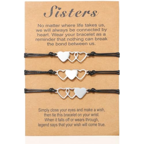 3 PCS Geschenk für Freunde/Schwester/Mutter Tochter Herzförmiges Edelstahl Armband Freundschafts Armband Muttertag Geburtstag Geschenk für Mutter Tochter Freund Schwester Geschenke Valentinstag von KUMSODE