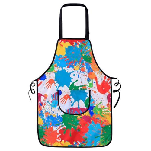 KUMSODE 1pcs Malschürze Kinder Malerkittel mit 10pcs Pinseln für 7-11 Jahre Mädchen Junge Tuschkittel Wasserdicht Malkittel Bastelschürze mit Ärmeln und Big Taschen für Schule Kunst Malerei Kochen von KUMSODE