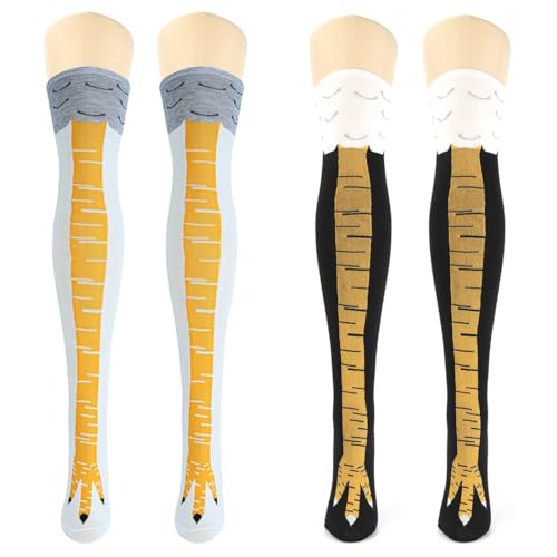 KUMSODE 2 Paar Chicken Leg Socks Hühnerfüße Socken Socken mit Hühnerbeinen Strümpfe Damen Ofenrohrsocken Iustige Strümpfe Overknee Socken Cartoon Winter Warme Socken Einheitsgröße von KUMSODE
