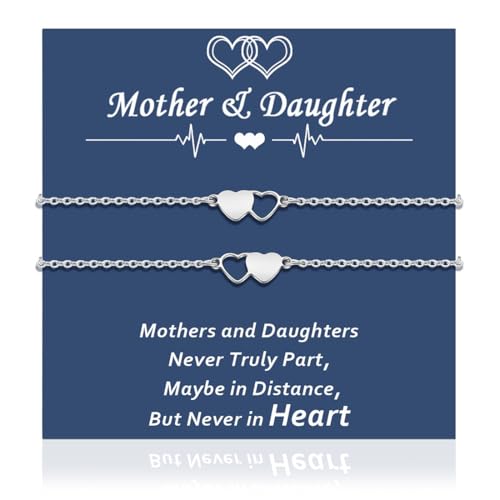 KUMSODE 2 Stück Mutter-Tochter-Armband Herz Entfernung Übereinstimmung Entfernung Beziehung Armbänder Geburtstag Geschenk Für Mädchen Frauen Mutter Töchter Geschenk zum Muttertag von KUMSODE