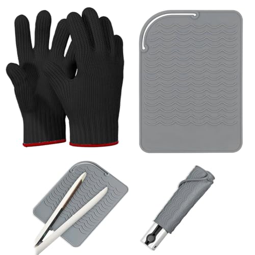 KUMSODE 2 Stück Professionelle Hitzebeständige Handschuhe mit Wärmeisolierendem Kissen für Das Haarstyling Hitze für Locken, Glätteisen und Lockenstab von KUMSODE