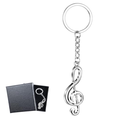 KUMSODE 2 Stücke Musiknoten Schlüsselanhänger mit Geschenkbox, Metall Musical Zeichen Keychain Musik Thema Party Schlüsselring für Jungen Mädchen Männer Damen Musiklehrer Musiker Geburtstag von KUMSODE