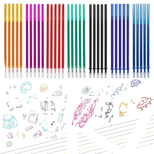 KUMSODE 35 Stück Ersatzminen, Kompatibel Mit Legami, Spitze 0,5mm,Höhe 13 cm, Radierbare Tintenrolle，7 Farben von KUMSODE