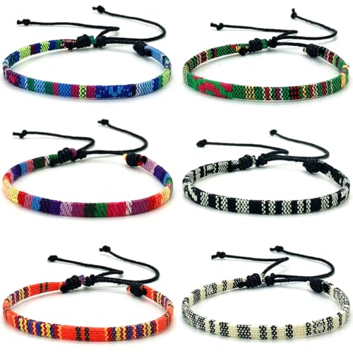 KUMSODE 6 Stück Damen Mädchen Freundschaftsarmbänd Gewebte Armband Handgefertigt Verstellbar Armbänder Böhmische für Strand, Party, Urlaub von KUMSODE