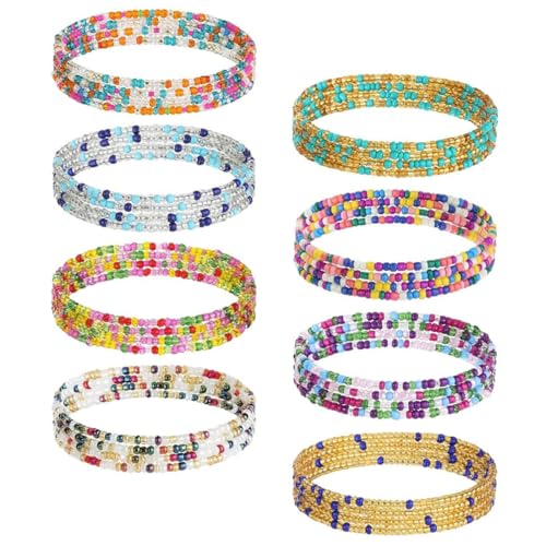 KUMSODE 8 Stück Bauchkette Damen Waist Beads Body Chains Körperketten Bauchkette, dehnbare Taillenkette,Waist Chain, Afrikanische Taillenperle Körperschmuck von KUMSODE
