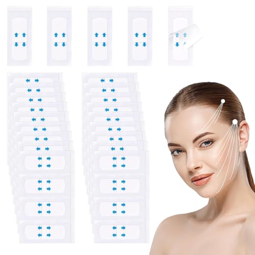 KUMSODE 80 Stück Lifting Stripes Unsichtbare Facelifting Aufkleber für Frau, Facelifting Klebeband, V Form Gesicht Lift, Falten Verbergen, Hautstraffung, Makeup Facelifting Tools von KUMSODE