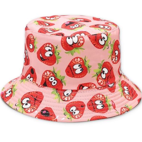 KUMSODE Damen Fischerhut Sommer Anglerhut Sommerhut Erdbeer Hut Bucket Hat Uv Protection Hat Mädchen Kinder Damen Herren von KUMSODE