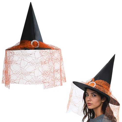 KUMSODE Damen Halloween Hexenhut, Halloween Hut, Hexen Accessoires Damen, Halloween Kostüm Hexenhut für Halloween-Partys, Kostümpartys, Cosplay-Partys von KUMSODE