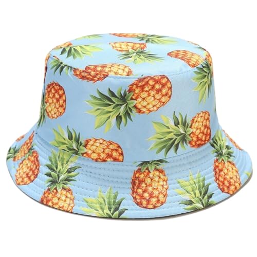 KUMSODE Damen Herren Fischerhut Ananas Hut Bucket Hat Anglerhut Sonnenhut Reversibel Fischerhüte Sommerhut Faltbarer Strandhut Draussenhut von KUMSODE