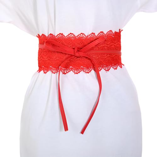 KUMSODE Damen Taillengürtel Breit Weichem Spitze Damen Breiter Bindegürtel Obi Breite Wickel Taille Band Krawatte Gürtel für Kleid Hochzeit Partei Halloween von KUMSODE