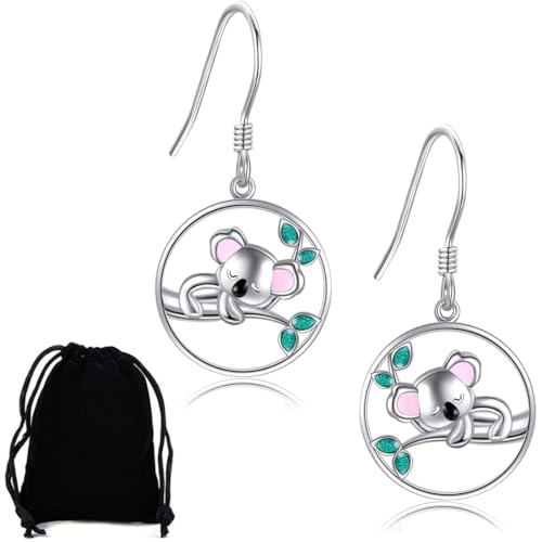 KUMSODE Faultier Ohrringe Damen Ohrringe Silber Koala Tier Ohrringe für Damen Mädchen Koala Creolen Ohrringe 925 Sterling Silber Schmuck Tier Geschenk von KUMSODE