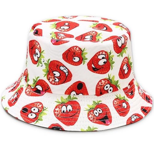 KUMSODE Männer Frauen Outdoor Hut Fischerhut Sommer Fischerhüte Erdbeer Hut Bucket Hat Uv Protection Hat Mädchen Kinder von KUMSODE