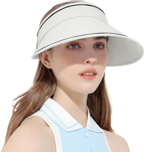 KUMSODE UPF 50+ Damen Visor Sonnenhut Breite Krempe Hut Visor Schattenspender für das Gesicht Sommerkappe Sonnenschutz Schirmcap von KUMSODE