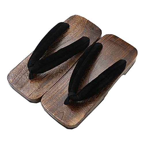 KUNANG Herren Holz Clogs Sandalen, Japanische Holz Geta, Geta Hausschuhe, Japanische Traditionelle Geta Holz Clogs Sandalen Geta Wide Sole Flip Flops. von KUNANG