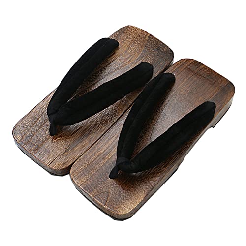 KUNANG Men's Wooden Clogs Sandals, Japanese Wood Geta, Geta Slippers, Japanese Traditional Geta Wooden Clogs (Schwarz, Erwachsene, Herren, 43 1/3, Numerisch, EU Schuhgrößensystem, M) von KUNANG