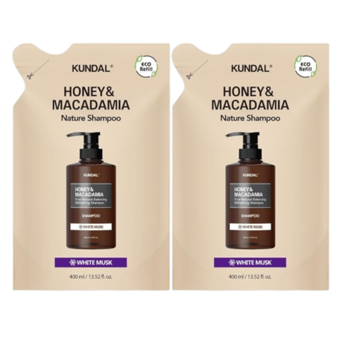 KUNDAL - Honey & Macadamia Nature Shampoo - Refill Pack - 400ml DUO Set - White Musk von KUNDAL