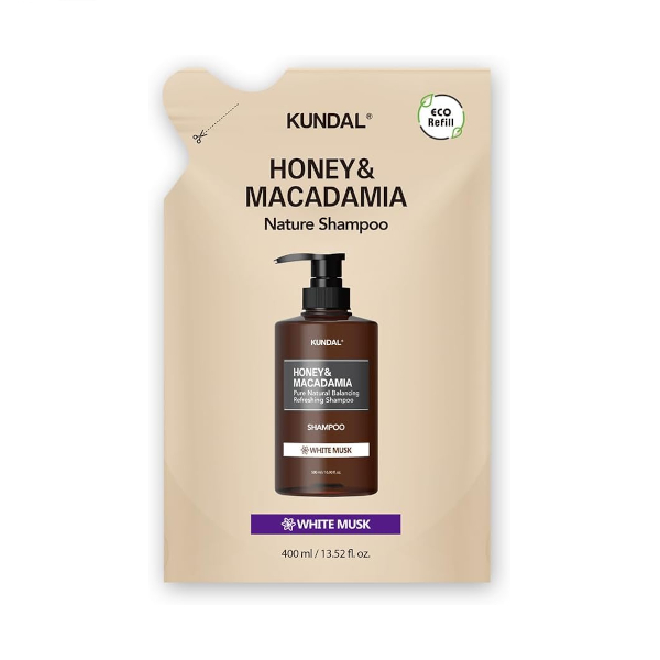 KUNDAL - Honey & Macadamia Nature Shampoo - Refill Pack - 400ml - White Musk von KUNDAL