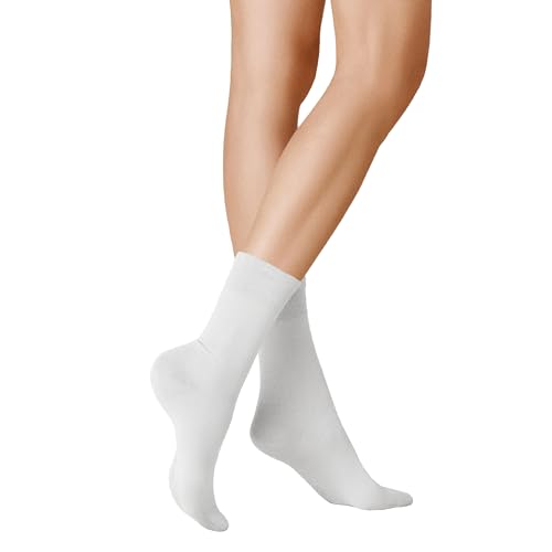 KUNERT Damen Socken Finest Cotton druckfreier Bund White 0010 39/42 von KUNERT