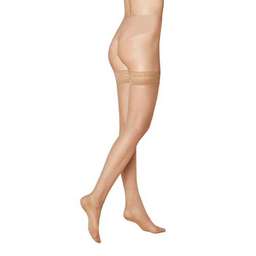 KUNERT Damen Beauty 7 rutschfest Halterlose Strümpfe, Durchsichtig, Golden 1002, 38/40 von KUNERT