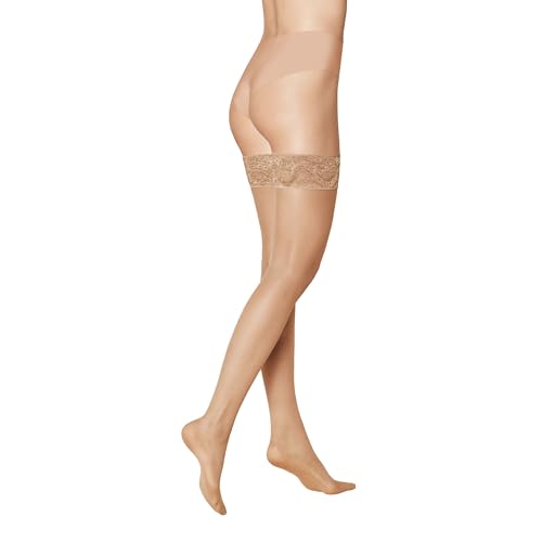 KUNERT Damen Halterlose Strümpfe Mystique 20 Doppelsilikonstreifen 20 DEN tan 1003 S von KUNERT