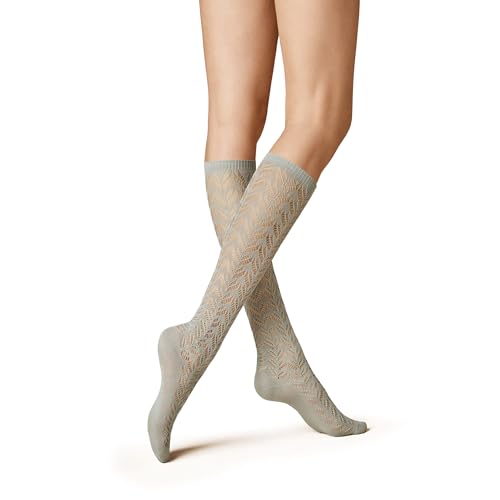 KUNERT Damen Kniestrümpfe Ajour Fashion Light-grey 1370 39/42 von KUNERT