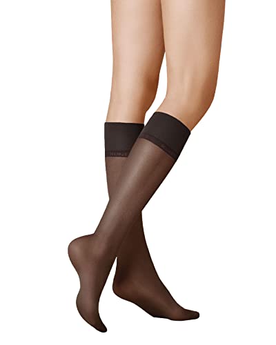 KUNERT Damen Kniestrümpfe Satin Look 20 transparenter Glanz 20 DEN Black 0500 39/42 von KUNERT