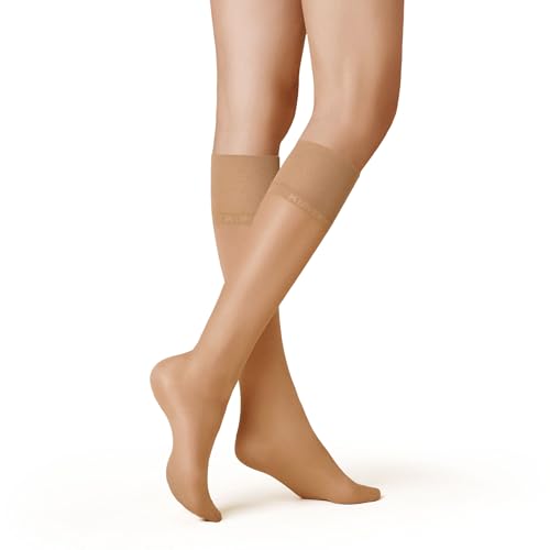 KUNERT Damen Kniestrümpfe Satin Look 20 transparenter Glanz 20 DEN Tan 1003 35/38 von KUNERT