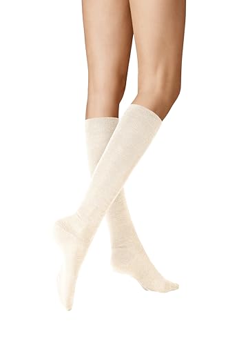 KUNERT Damen Kniestrümpfe Soft Wool Cotton weich creme 1690 35-38 von KUNERT