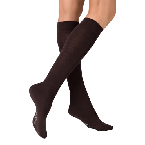 KUNERT Damen Kniestrümpfe Wool Care wärmend Brown-mel. 8210 35-38 von KUNERT