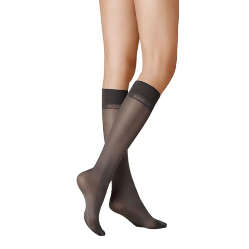 KUNERT Damen Kniestrümpfe Satin Look 40 weicher Bund 40 DEN Carbon 3420 35/38 von KUNERT