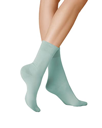 KUNERT Damen Socken Finest Cotton druckfreier Bund Light-sky 6740 35/38 von KUNERT