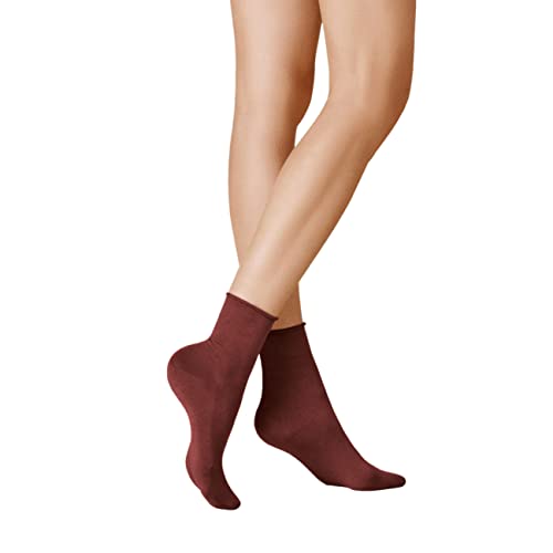 KUNERT Damen Socken Sensual Cotton Rollrand 130 DEN Bordeaux 6820 35/38 von KUNERT