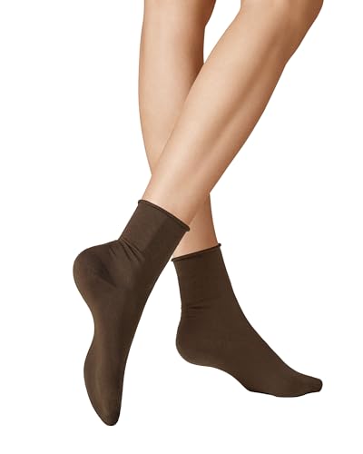 KUNERT Damen Socken Sensual Cotton Rollrand 130 DEN Brown 8220 35/38 von KUNERT