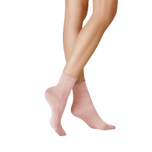 KUNERT Damen Socken Sensual Cotton Rollrand 130 DEN Powder Rose 1290 35/38 von KUNERT