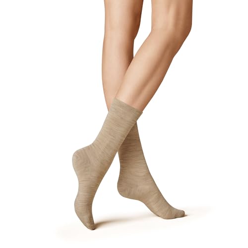 KUNERT Damen Socken Soft Wool Cotton druckfreier Bund Beige-mel. 8320 39/42 von KUNERT