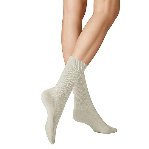 KUNERT Damen Socken Winter Dreams - Plait weich Lichtgrau 0170 35-38 von KUNERT