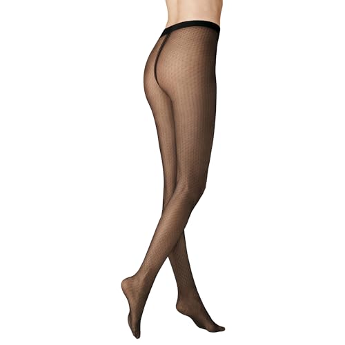KUNERT Damen Strumpfhosen Rhombus Check 20 den appearance Black 0500 48-50 von KUNERT