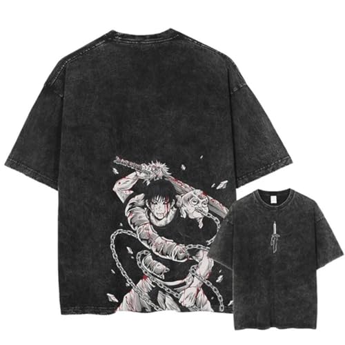 Herren Anime Cartoon Gewaschene Baumwolle T-Shirt, Dunkel, Kurze Ärmel, S-3XL (M) von KUNIIS