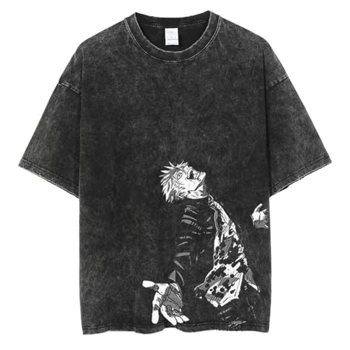 T-Shirt Aus Baumwolle Im Vintage-Stil Mit Hip-Hop-Grafikdruck, Schwarz, Größe: S-3XL (Black-2,XL) von KUNIIS