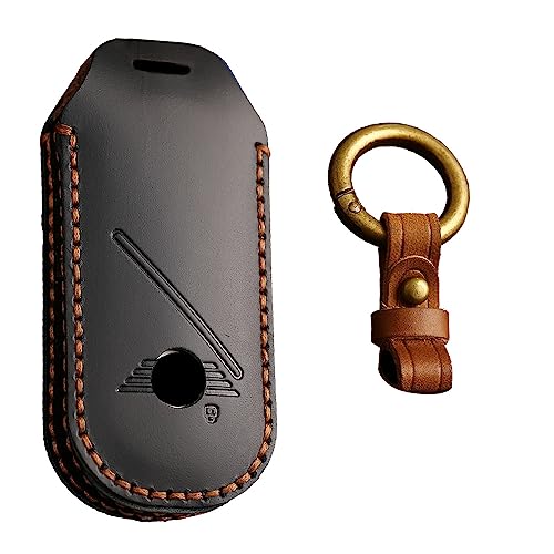 KUNIO Schlüsselhülle Passt für BMW Mini Cooper Countryman One 2023 2024 Autoschlüssel Hülle Leder Schutzhülle Schlüsseletui Schlüsseltasche Schlüsselring Schwarz von KUNIO