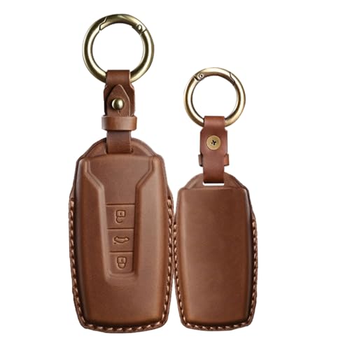KUNIO Schlüsselhülle Passt für VW Touareg EL 2019 2020 2021 2022 2023 Leder Autoschlüssel Hülle Schlüsselcover Schlüsselanhänger Schlüsseletui Schlüsselschutz A Braun von KUNIO