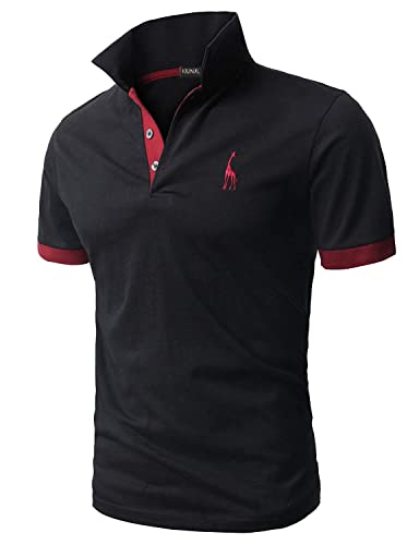 KUNJLELP Herren Poloshirt aus reinem Baumwoll-Piqué Polohemd Basic Kurzarm,Schwarz,3XL von KUNJLELP