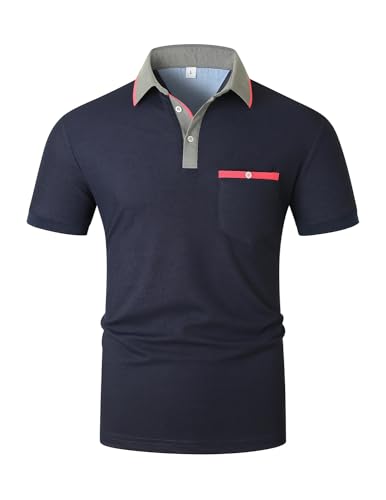 KUNJLELP Poloshirt Herren Kurzarm,T Shirts Männer,Slim Fit Golf Sports Hemd,Leichtes und Bequemes Polohemd Basic Tops,Blau,3XL von KUNJLELP