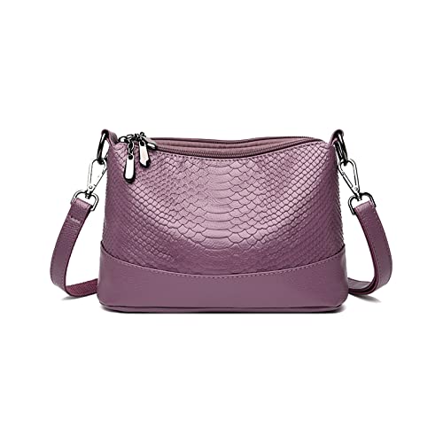 KUNKUN Lila Handtasche Für Damen Umhängetasche Moderne Schultertasche Klein Handtasche Damen Leder Crossbody Tasche Mit 2 Schultergurten von KUNKUN