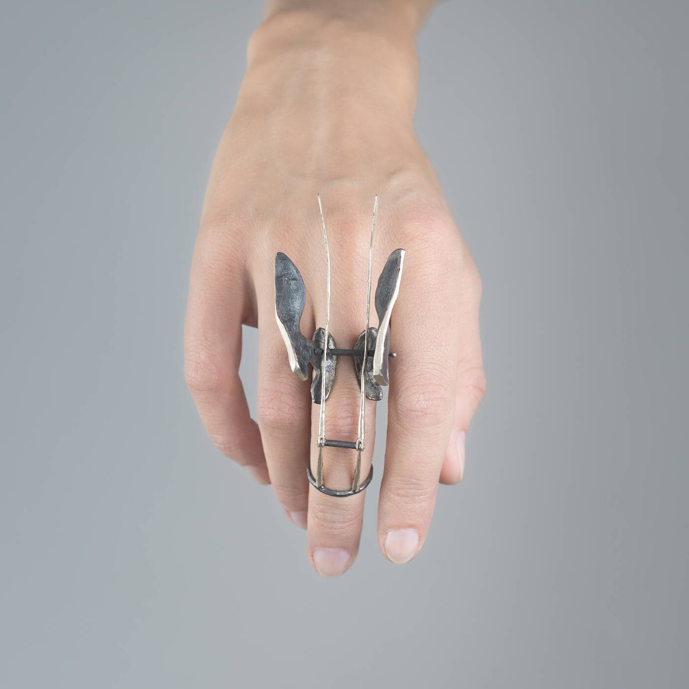 statement Schwarze Natur Chunky Rüstung Silber Ring. Herren Und Frauen Ring von KUNOKUNUI